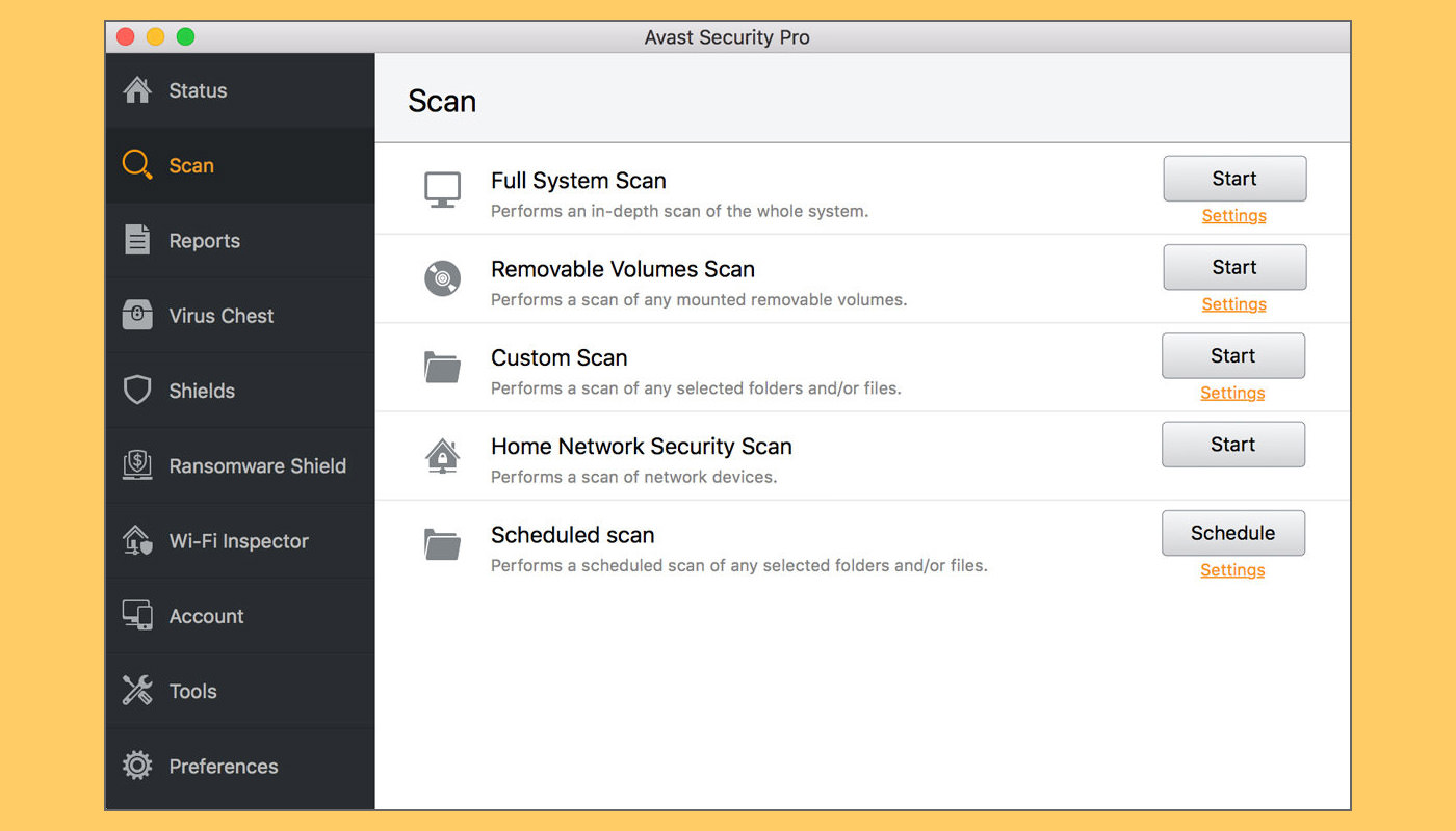 does avast for mac have a auto scan function for mac?